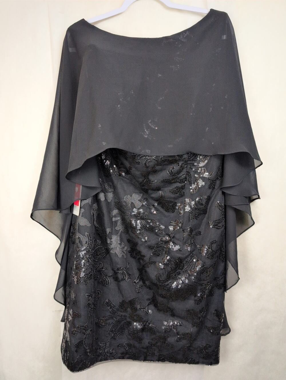 New JJs House sequin sheer capelet dress Size 14 MOTB Wedding Cocktail Glam